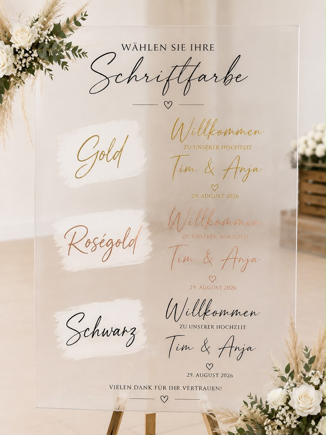 Willkommensschild personalisiert Acrylglas